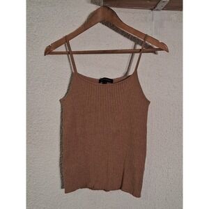 Banana Republic Brown Knit Spaghetti Strap Square Neck Tank Cami capsule chic S